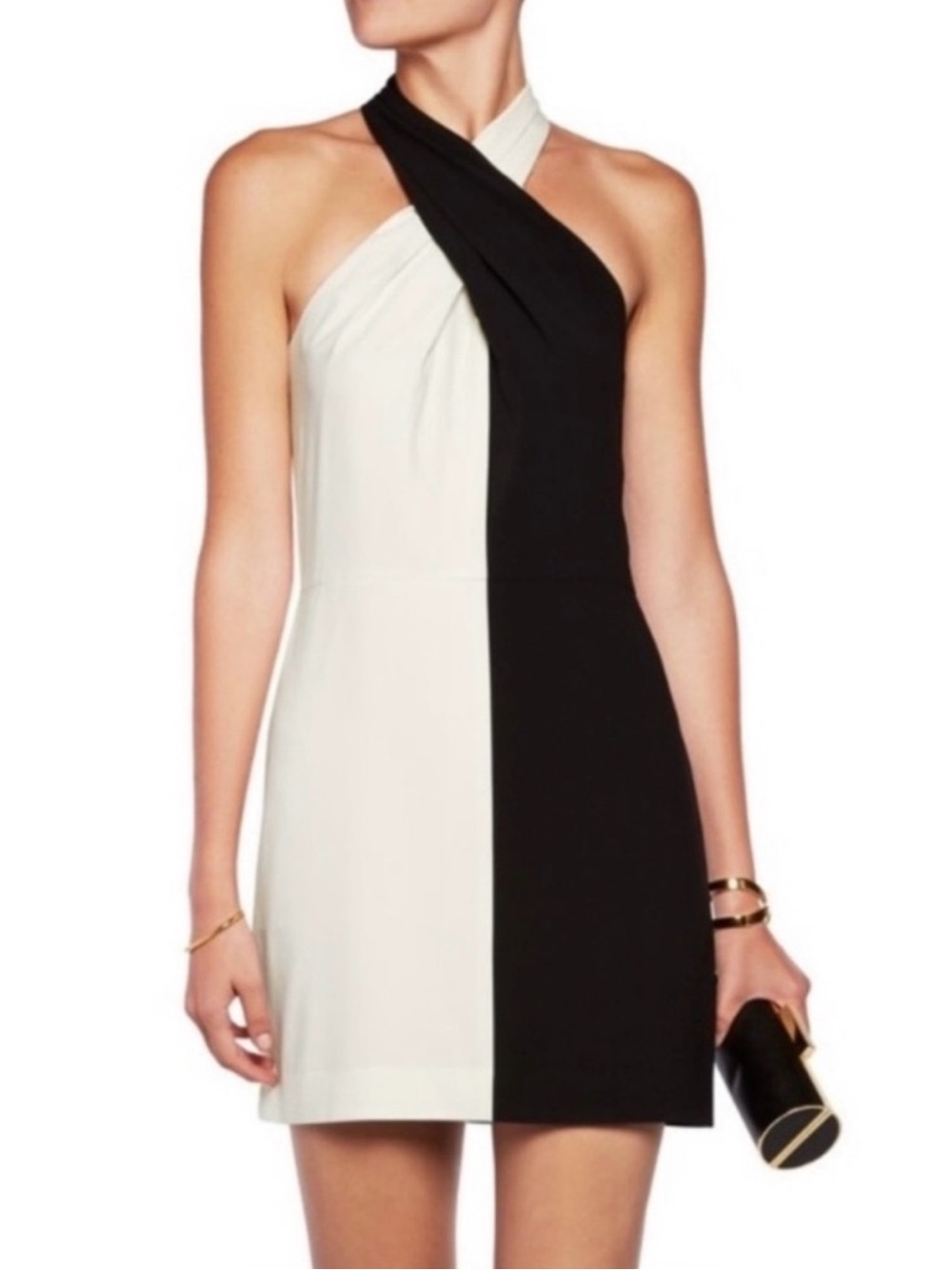HALSTON HERITAGE COLORBLOCK MINI DRESS